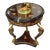 1990s French Style Wood Side Table With Glass Top, Gold Leaf Details For Sale