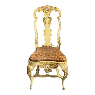 18th C. Italian Baroque Parcel Gilt Side Chair For Sale