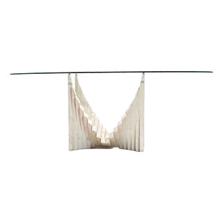 Vintage Travertine Dining Table in the style of Carlo Scarpa For Sale