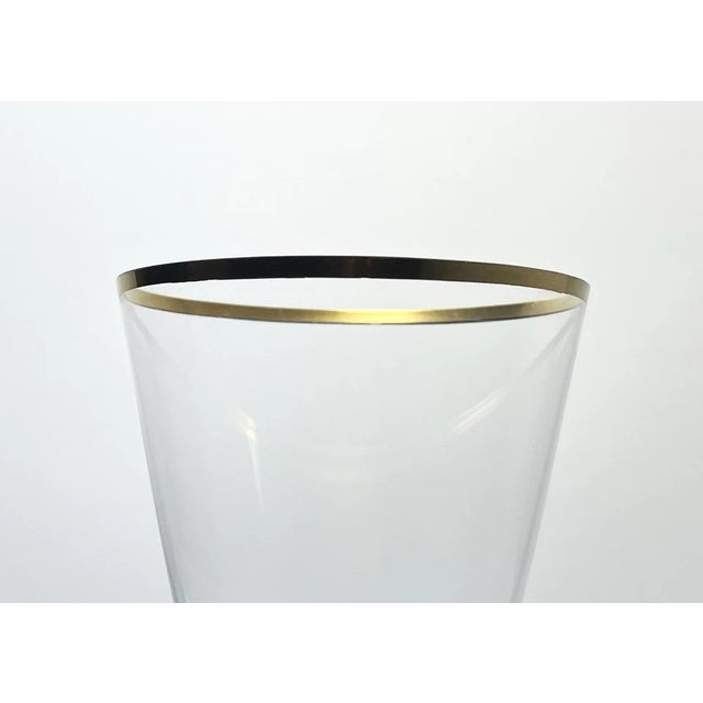 1960s Vintage Mid-Century Modern Minimalist 6 Gold Rim Crystal Iced Tea Glasses - Set of 6 For Sale In Dallas - Image 6 of 6