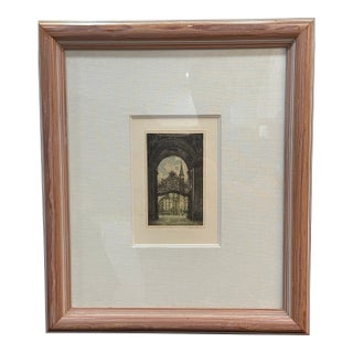 Late 20th Century Vienna Palace Gate Etching on Paper by Josef Eidenberger For Sale