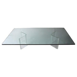 Large Scale Lucite & Glass Coffee Table For Sale