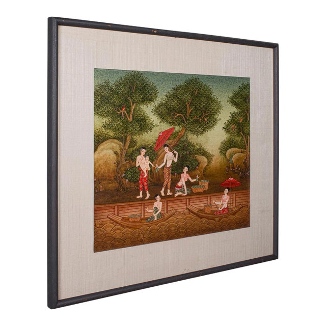 1980's Vintage Far Eastern Painting For Sale