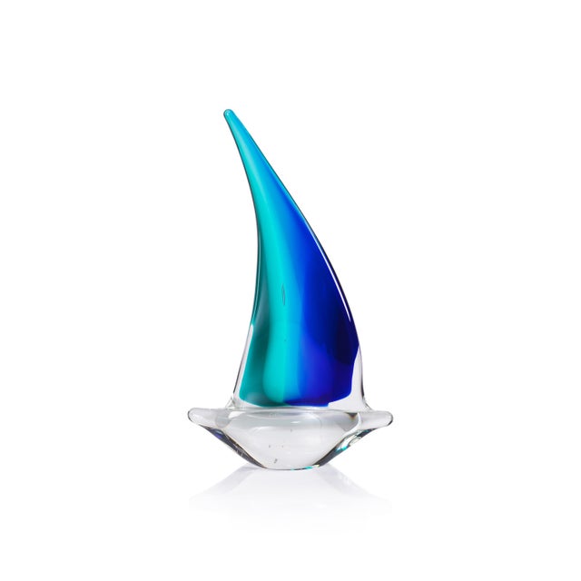 Transitional Marisol 2-Piece Assorted Set Decorative Glass Sailboats, 8" For Sale - Image 3 of 8