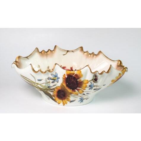 Antique George Jones Crescent Hand Painted Fine China Bowl Centerpiece Gold Fluted Edge For Sale - Image 10 of 12