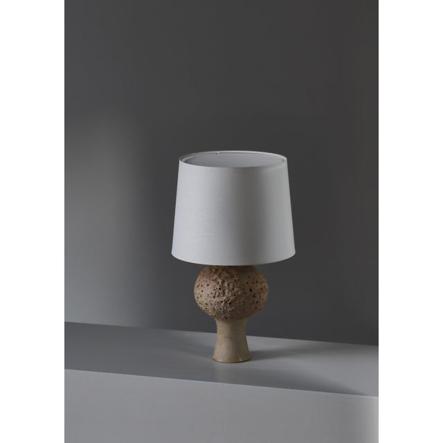 Unique stoneware lamp handmade by Danish artist Bodil Marie Nielsen at her own workshop in Denmark in the 1960s. Organic...