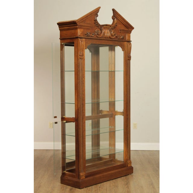 Traditional Pulaski Furniture Greek Revival Style Carved Oak Illuminated Display Cabinet For Sale - Image 3 of 13