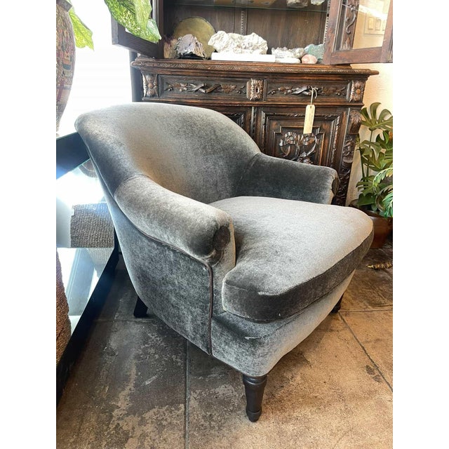 Lee Industries Blue Mohair Arm Chair For Sale - Image 4 of 8