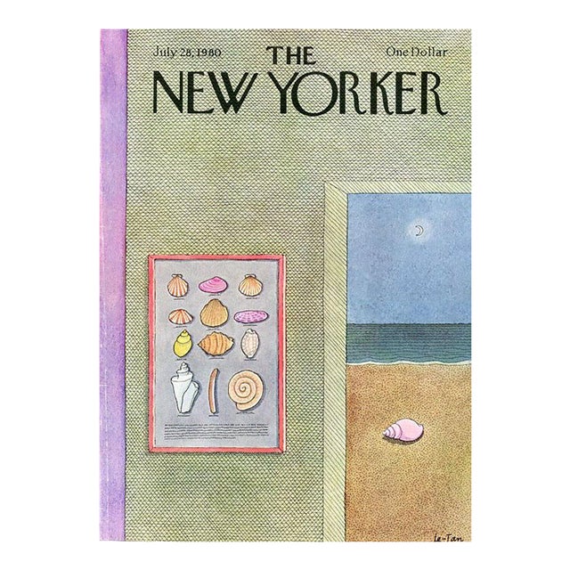 1980 New Yorker Magazine Cover, July 28, Pierre Le-Tan Illustration, Seashell For Sale