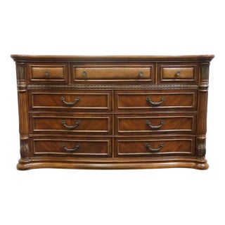Kevin Charles Cherry Contemporary Traditional Empire Style 68" Double Dresser For Sale