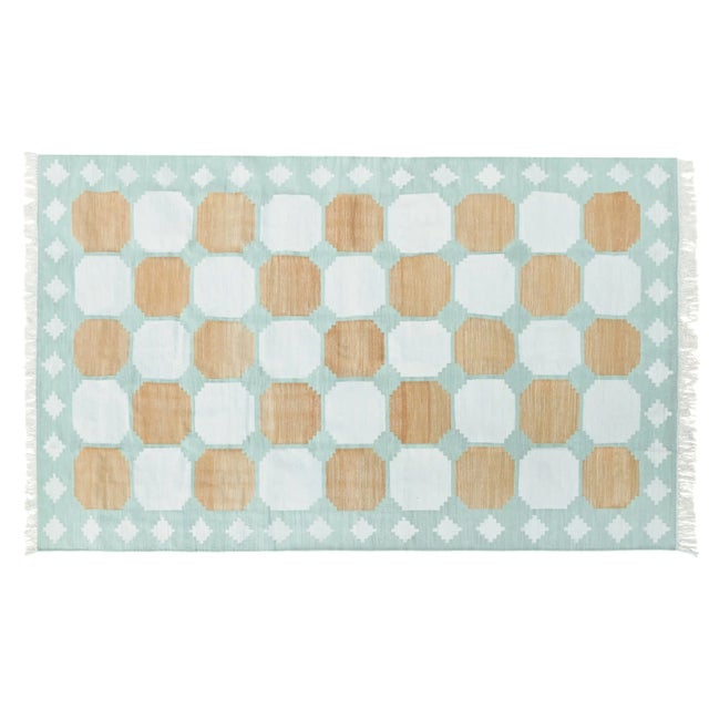 Not Yet Made - Made To Order Mishka Rug, 4' x 6', Seaglass, Camel and White For Sale - Image 5 of 5