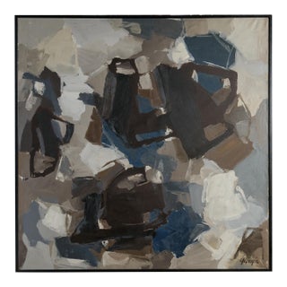 Large 46" Framed Mid Century Abstract Expressionist Painting by Gillespie For Sale