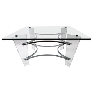 Lucite Chrome and Glass Coffee Table by Charles Hollis Jones For Sale