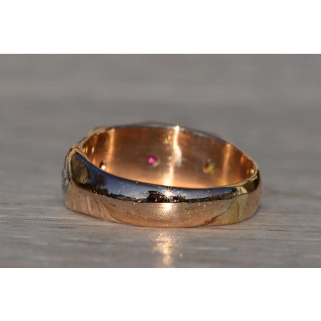 Mid 20th Century Mid 20th Century The Stinson: Ladies Retro 18K Rose Gold Band set with Ruby and Diamond, Size 3 For Sale - Image 5 of 10