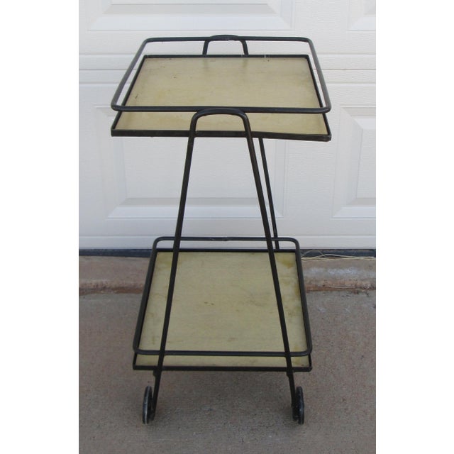 Mid 20th Century Mid 20th Century Iron 2 Tier Rolling Bar Cart Mathieu Matégot Style For Sale - Image 5 of 18