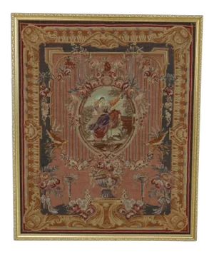 Large Vintage Hand Done Framed Needlepoint
