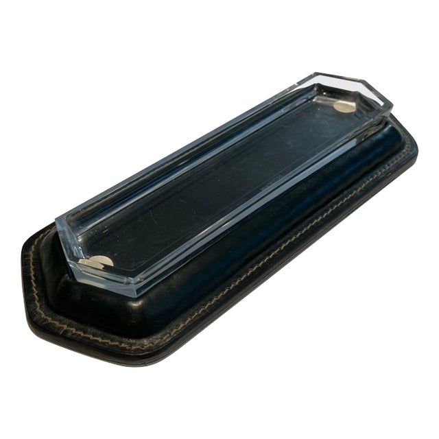 1950 Cellier Pen Holder in Leather Sewn in the Style of Jacques Adnet For Sale
