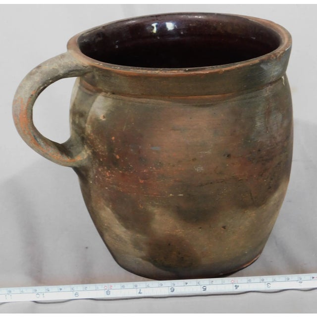 ANTIQUE REDWARE STORAGE POT / CROCK LATE 18TH / EARLY 19TH CENTURY DIMENSIONS About 7 1/2" high x 8 1/4 x 10" across the...