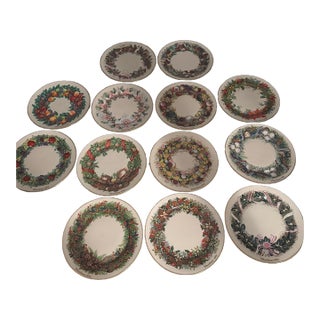 Late 20th Century Complete Set of Lenox Colonial Christmas Wreath Series (1981–1993) - Set of 13 For Sale