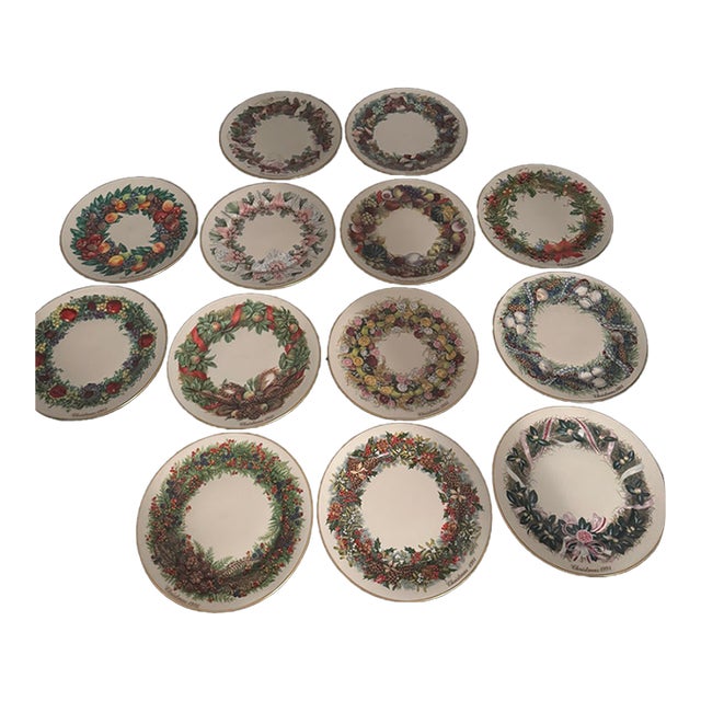 Late 20th Century Complete Set of Lenox Colonial Christmas Wreath Series (1981–1993) - Set of 13 For Sale