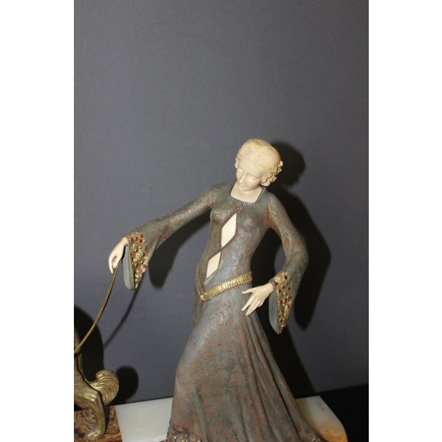 1920s Georges Gori, Woman with Greyhounds, 1925, Faux Chryséléphantine For Sale - Image 5 of 18