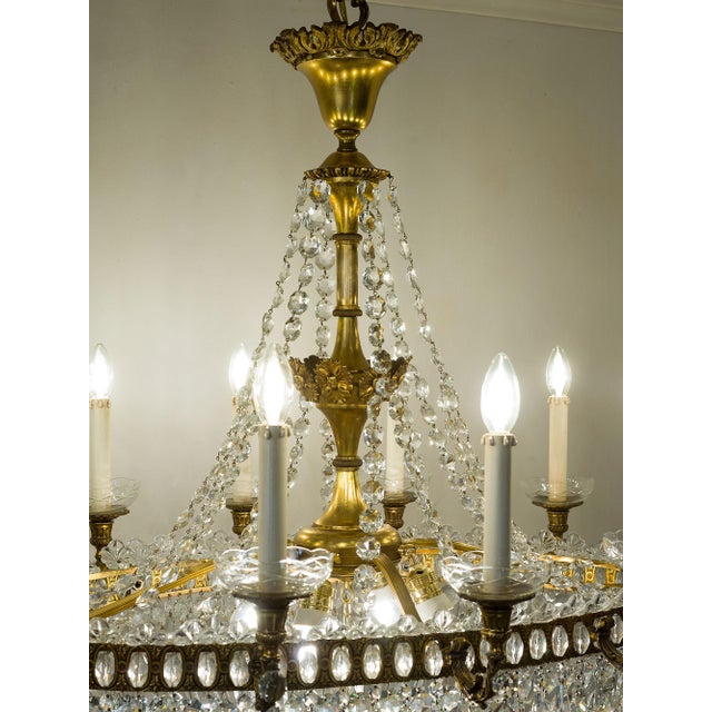 Large Empire Style Oval Crystal 16-Light Hot Air Balloon Chandelier, 1940s For Sale - Image 13 of 18