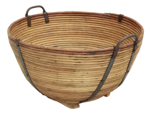 Large Basket Made of Wicker and Iron, 1950s