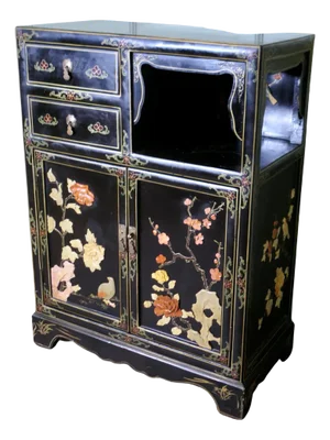 Vintage Chinoiserie Cabinet with Birds and Flowers, 1920