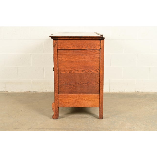 Antique Victorian Carved Tiger Oak Sideboard or Bar Cabinet, Circa 1890s For Sale - Image 14 of 16
