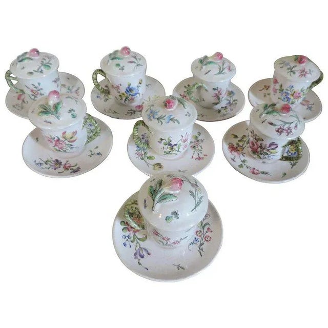 19th Century Veuve Perrin French Faience Tin Glaze Pottery Pots De Creme- 16 Pieces For Sale - Image 11 of 11