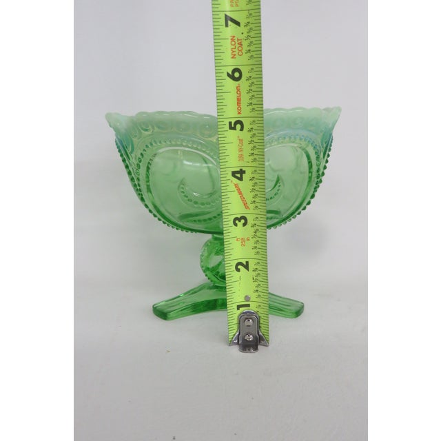 Jefferson Glass Beaded Fleur De Lis Green Opalescent Candy Compote Bowl 4568b For Sale - Image 15 of 18