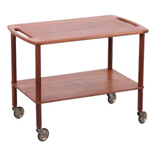 Mid-Century Danish Modern Serving Cart in Teak, 1960s For Sale