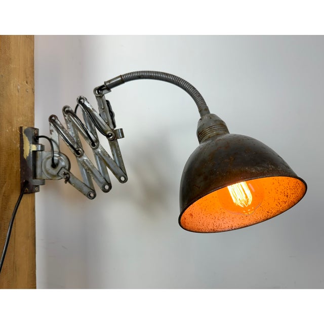 Vintage Industrial Scissor Wall Lamp from Elektroinstala, 1960s For Sale - Image 17 of 18