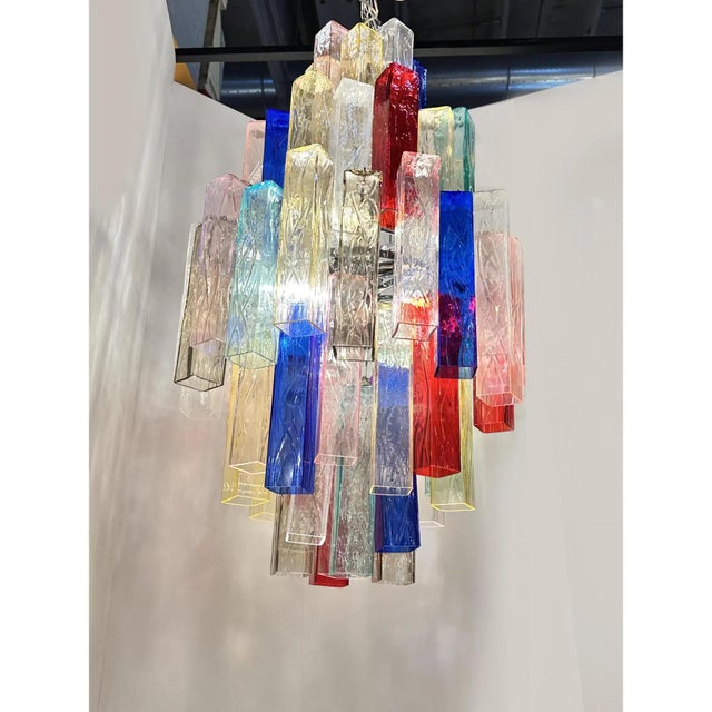 Multicolor Square Bark Murano Glass Chandelier by Simoeng For Sale - Image 6 of 12