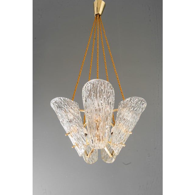 Vintage Klamar Chandelier with Textured Glass, 1950s For Sale - Image 6 of 18