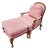 Thomasville French Provincial Louis XV Pink Damask Chair & Ottoman Set For Sale