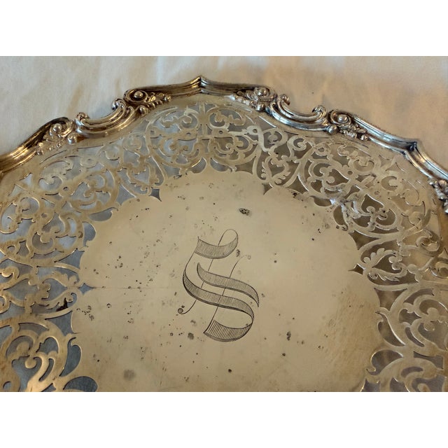 Early 20th Century Antique Gorham Sterling Silver Basket Plate With Intricate Design For Sale - Image 5 of 7
