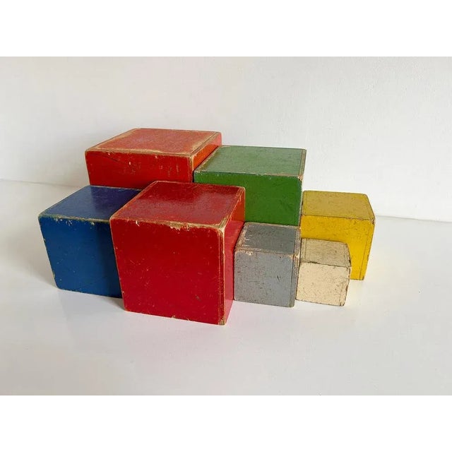 Stacking Cubes by Ko Verzuu for Ado, 1930s, Set of 7 For Sale - Image 8 of 11