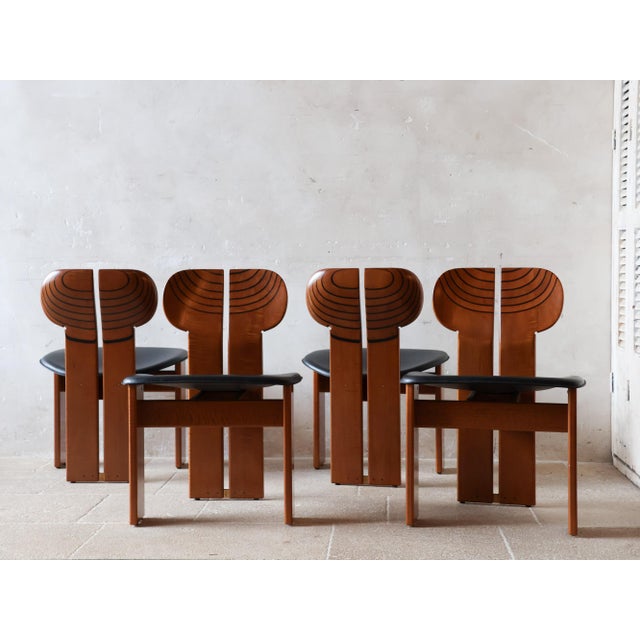Mid-Century Modern Artona Series Africa Dining Chairs by Afra and Tobia Scarpa for Maxalto, 1980s, Set of 4 For Sale - Image 3 of 11