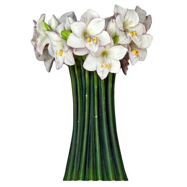 Plastic Vintage Amarillis Resin Flower Vase For Sale - Image 7 of 9