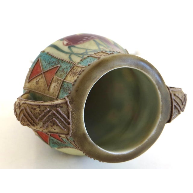 Light Green Four Fine Quality "Nippon" Vases (Moriage); Meiji Dynasty, Japan. Circa 1910. For Sale - Image 8 of 18