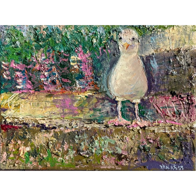 19"x15" wood frame, ready to hang. Great gift. A bird perched on a stone wall. Outside of a restaurant in the Edinburgh...