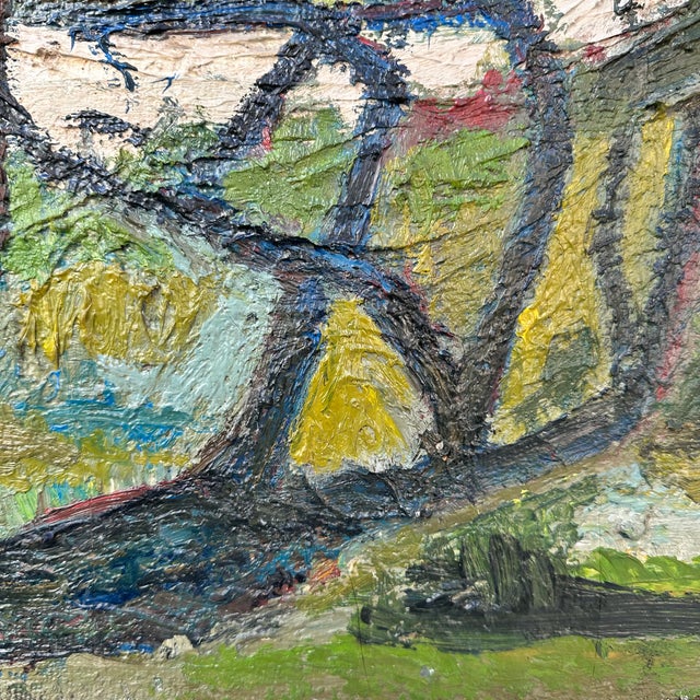 An extraordinary work in the Fauvist style of André Derain. It evokes Derain's painting *Landscape near Chatou*...