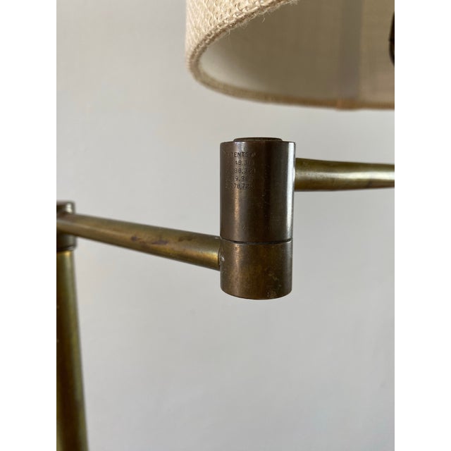 Traditional Vintage Brass Swing-Arm Library/Reading Floor Lamp For Sale - Image 3 of 11