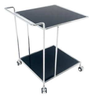 Compact 16x20 Smoked Glass Shelves Two Tier Italian Serving Cart on Wheels