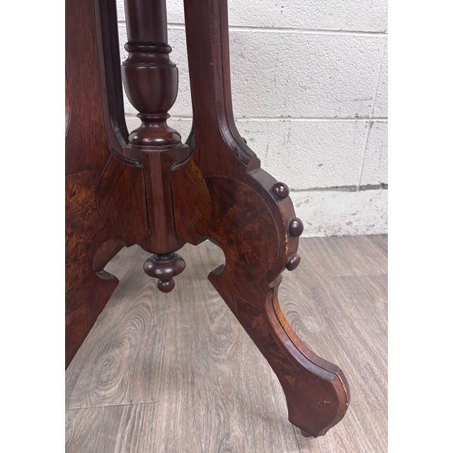 Antique Victorian Eastlake Burl Walnut Oval Center Table Parlor Table For Sale - Image 10 of 10