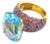 Bochic “Orient” Vintage Blue Topaz & Pink Sapphire Cocktail Ring 18K Gold & Silv For Sale