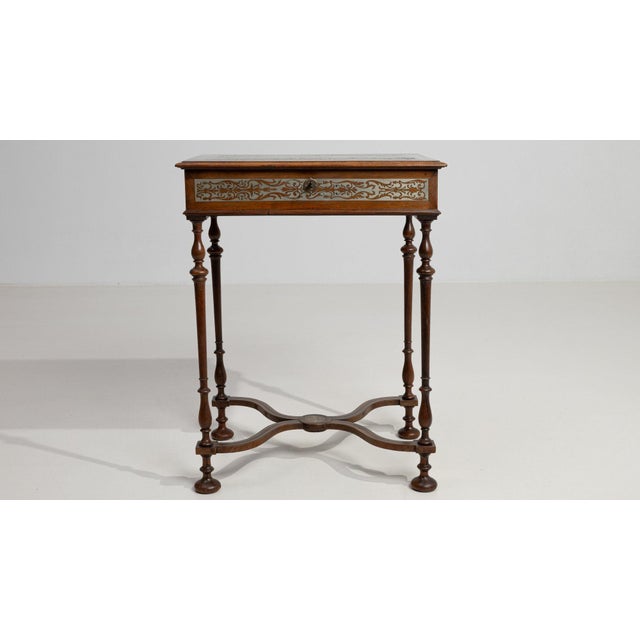 1880-1889 France Rich Walnut Brown Inlaid Walnut Side Table For Sale In Greensboro - Image 6 of 10