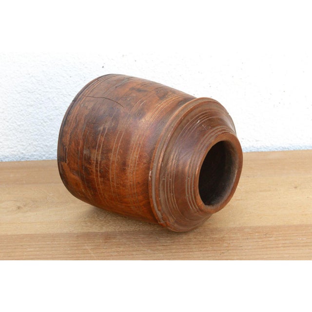 Antique Ribbed Wood Indus Grain Vessel For Sale - Image 4 of 6