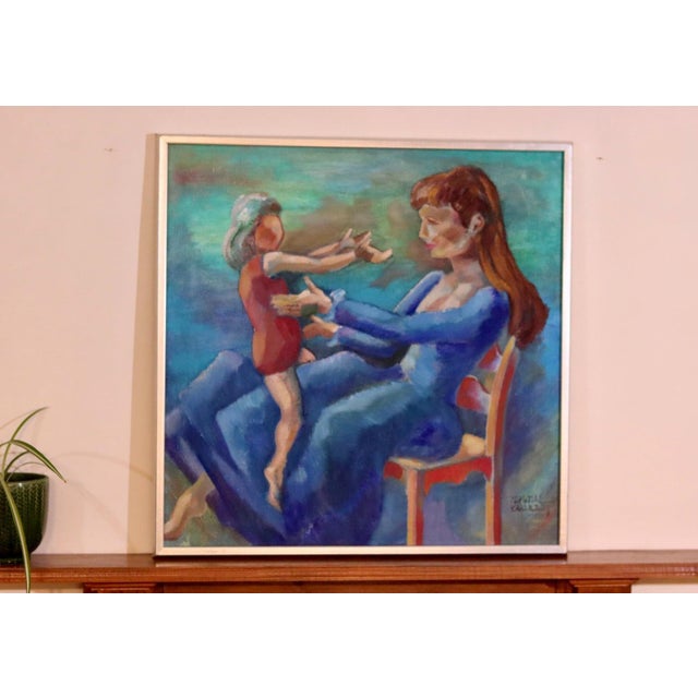 Martin Kallerroj, Mother and Child, 1960s, Oil Painting, Framed For Sale - Image 10 of 10